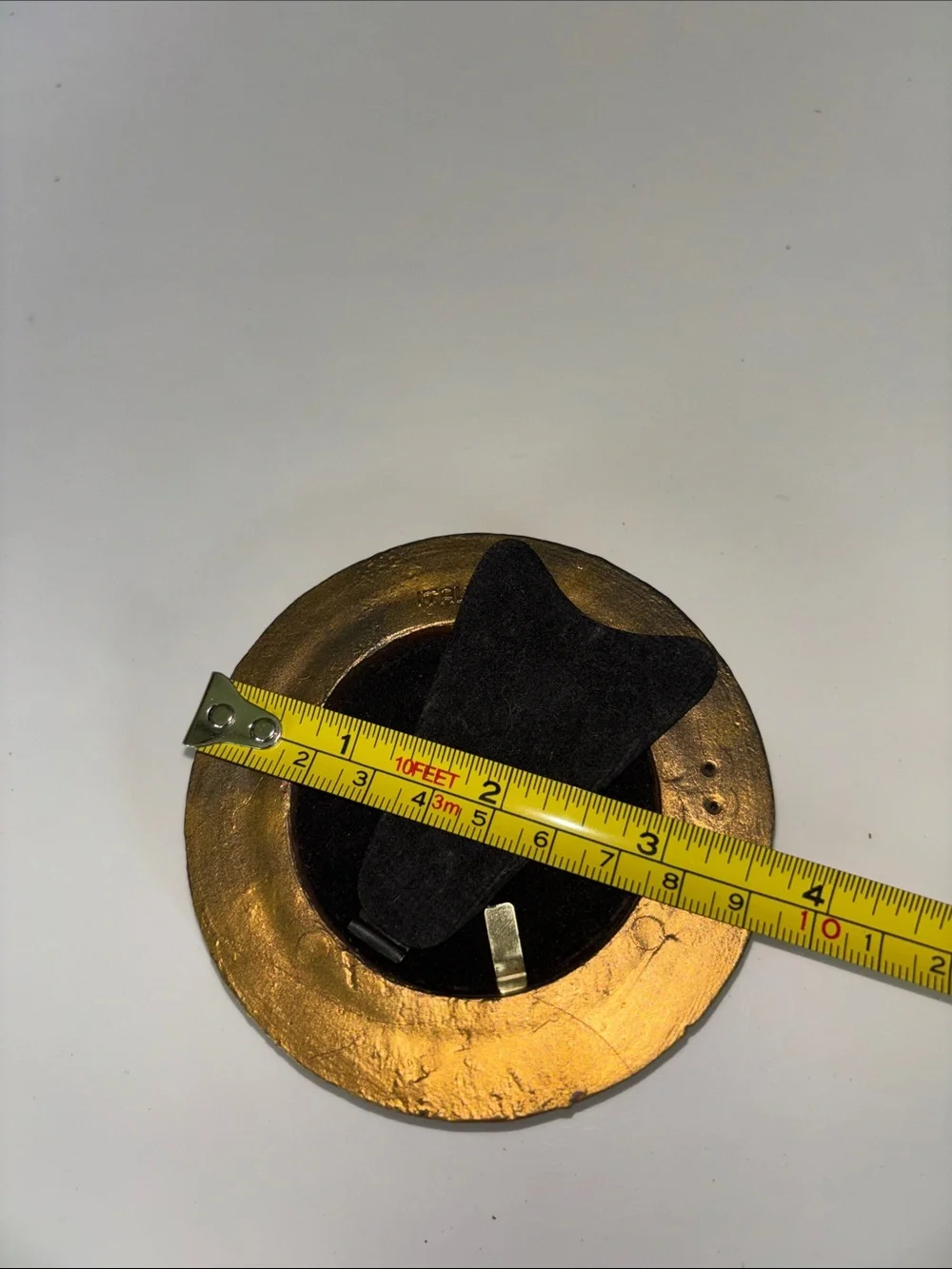 Vintage mid-century Gold Round Wall Accent Frame with Vintage Portrait Italy